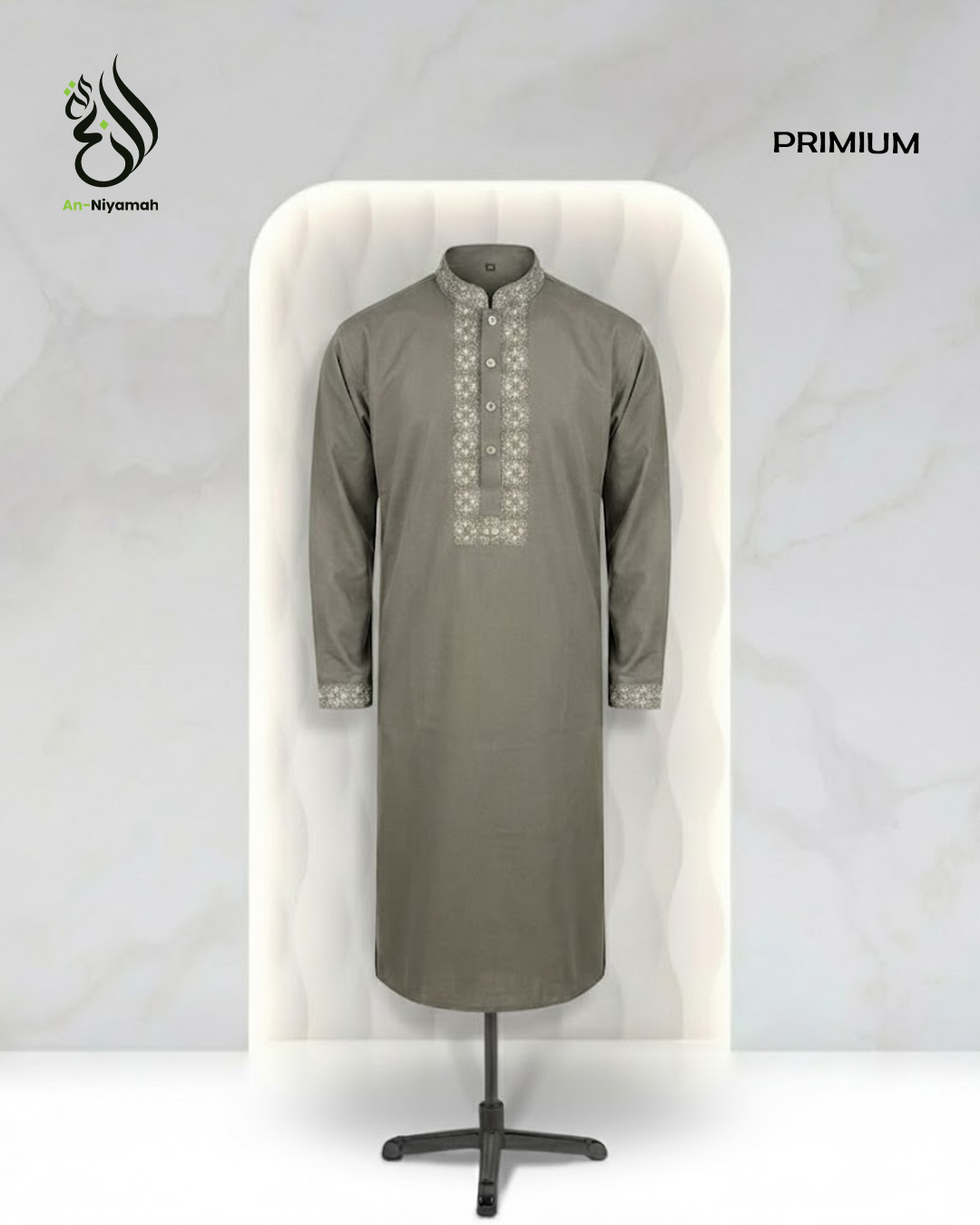 An-Niyamah Premium Ash Grey Panjabi | AN-101