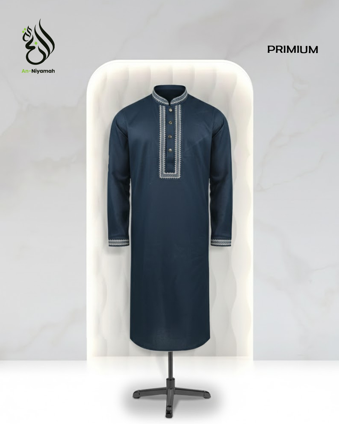 An-Niyamah Premium Navy Blue Panjabi | AN-202 - Image 4