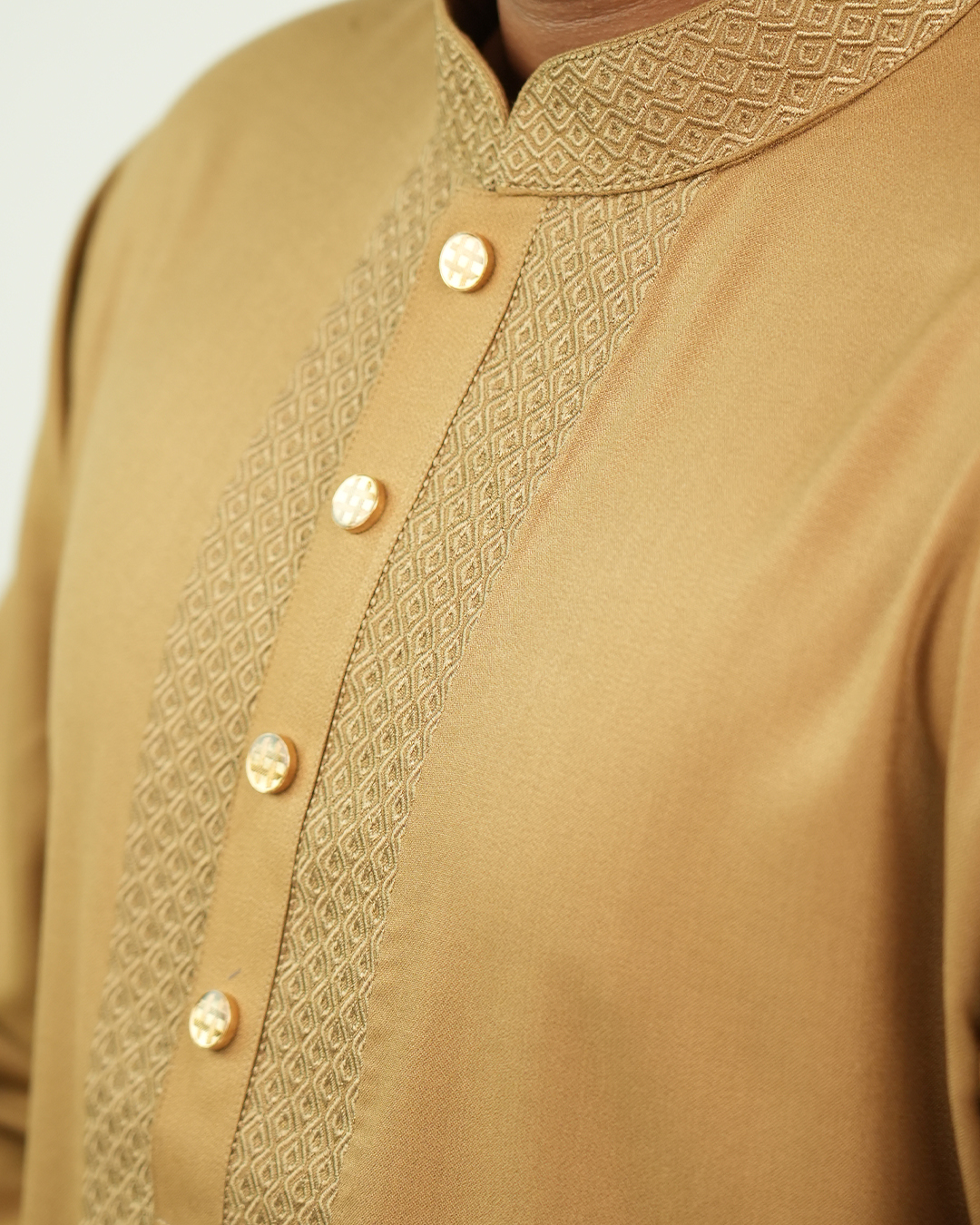 Premium Golden Beige Embroidered Panjabi | AN-302 - Image 2