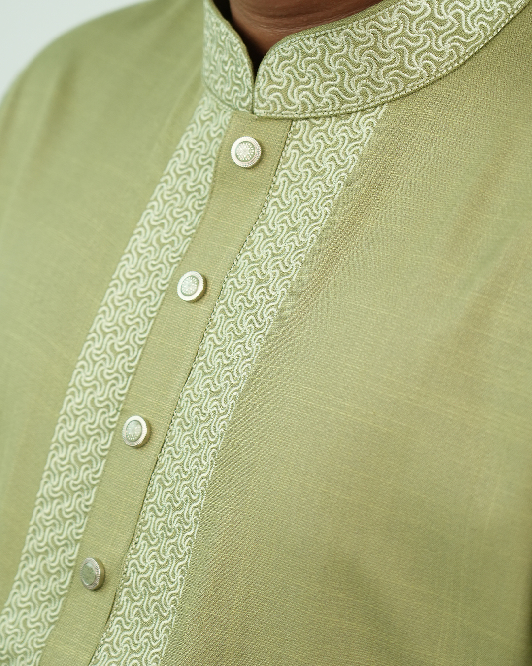 Premium Light Olive Panjabi | AN-402 - Image 2