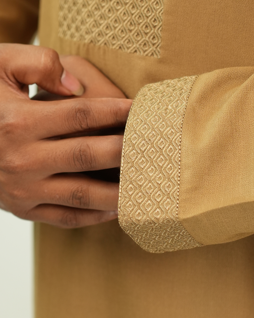 Premium Golden Beige Embroidered Panjabi | AN-302 - Image 3