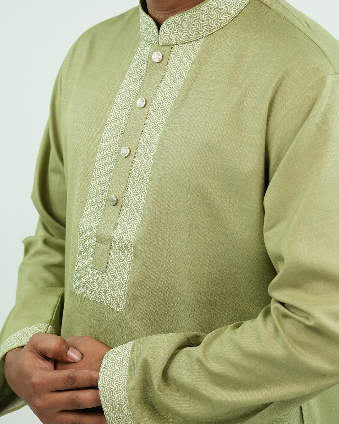 Premium Light Olive Panjabi | AN-402 - Image 4