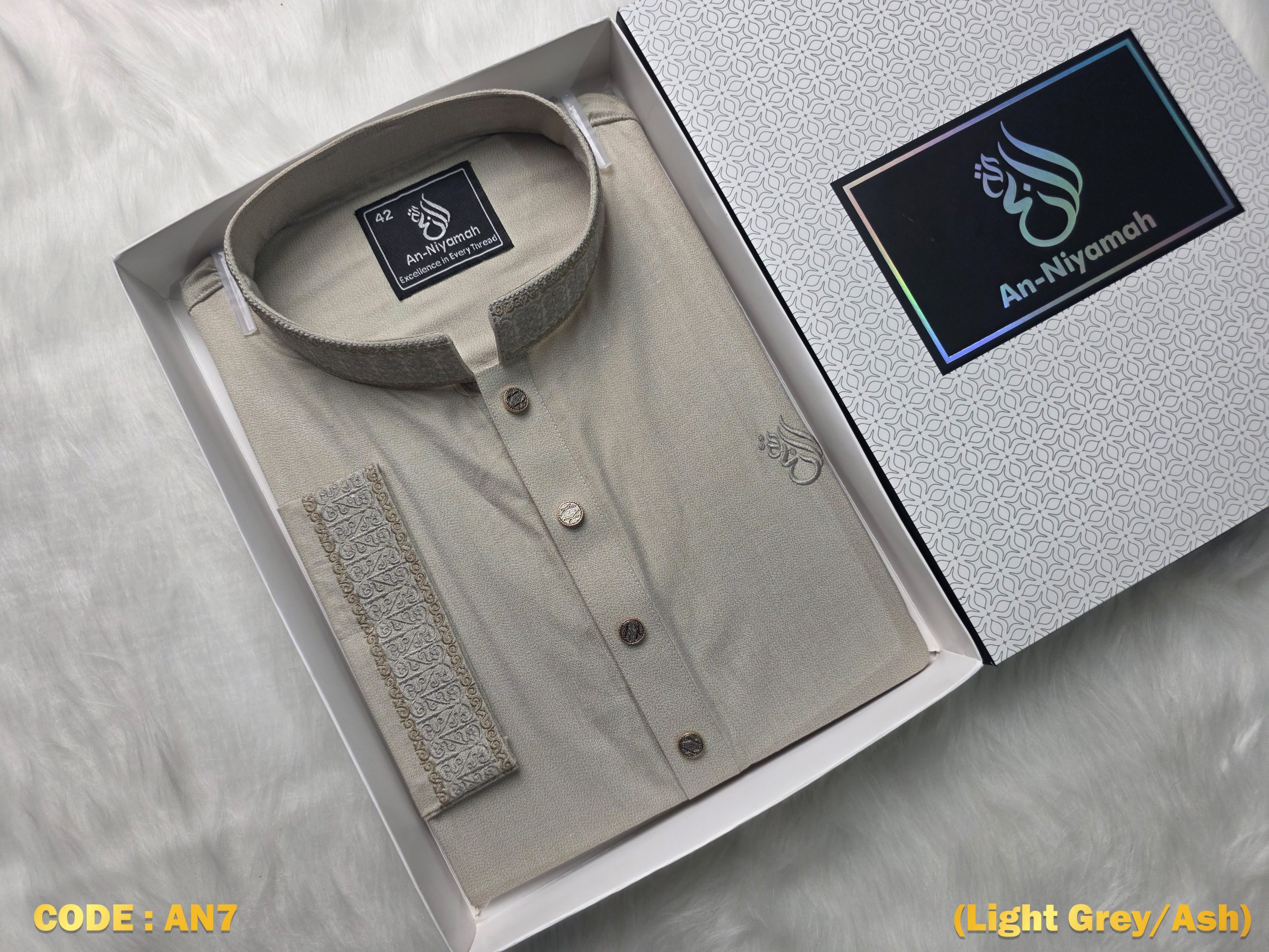 Premium Light Grey (Ash) Panjabi | Elegant Summer Collection