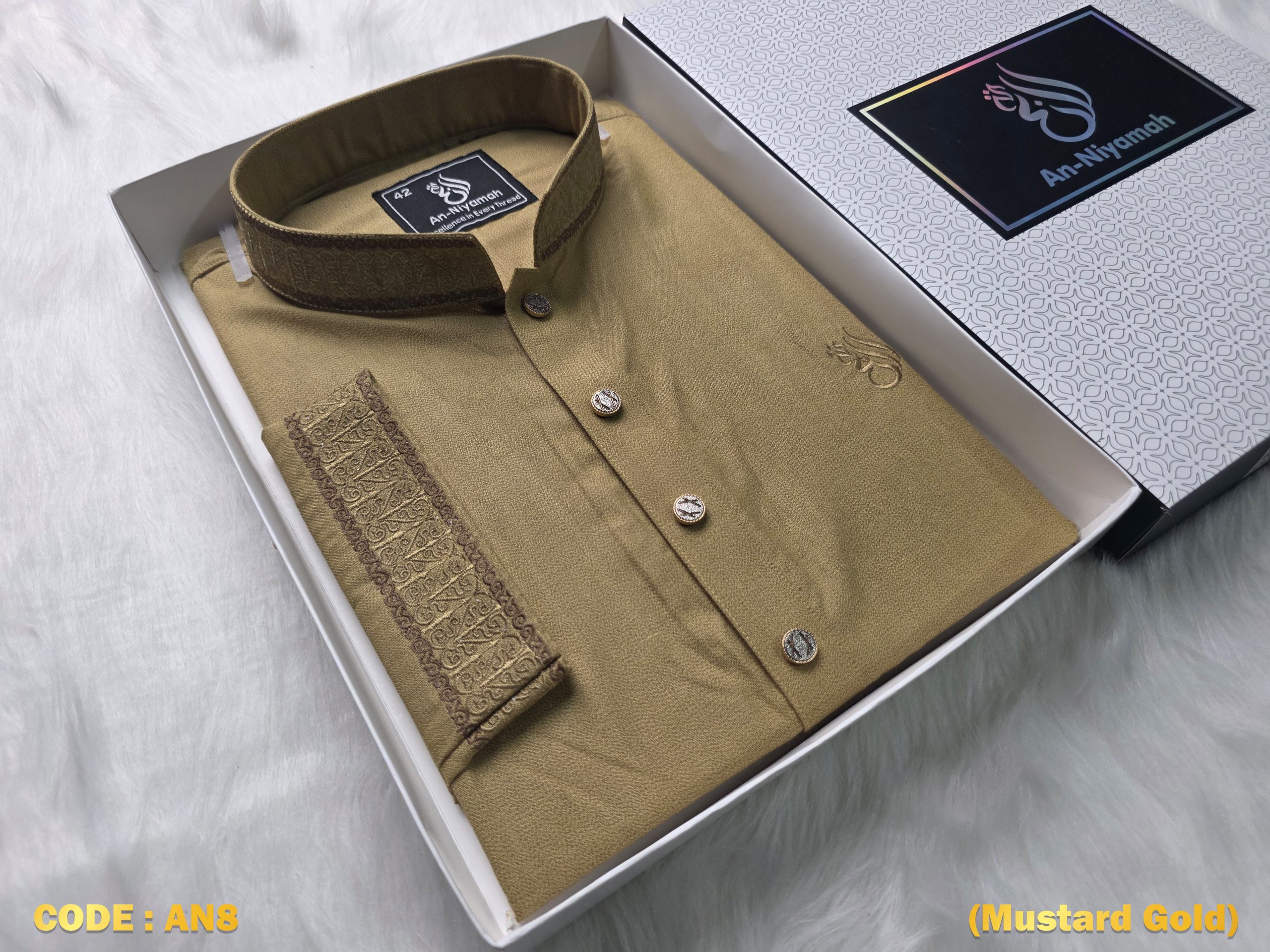Premium Mustard Gold Panjabi – Royal Summer Collection