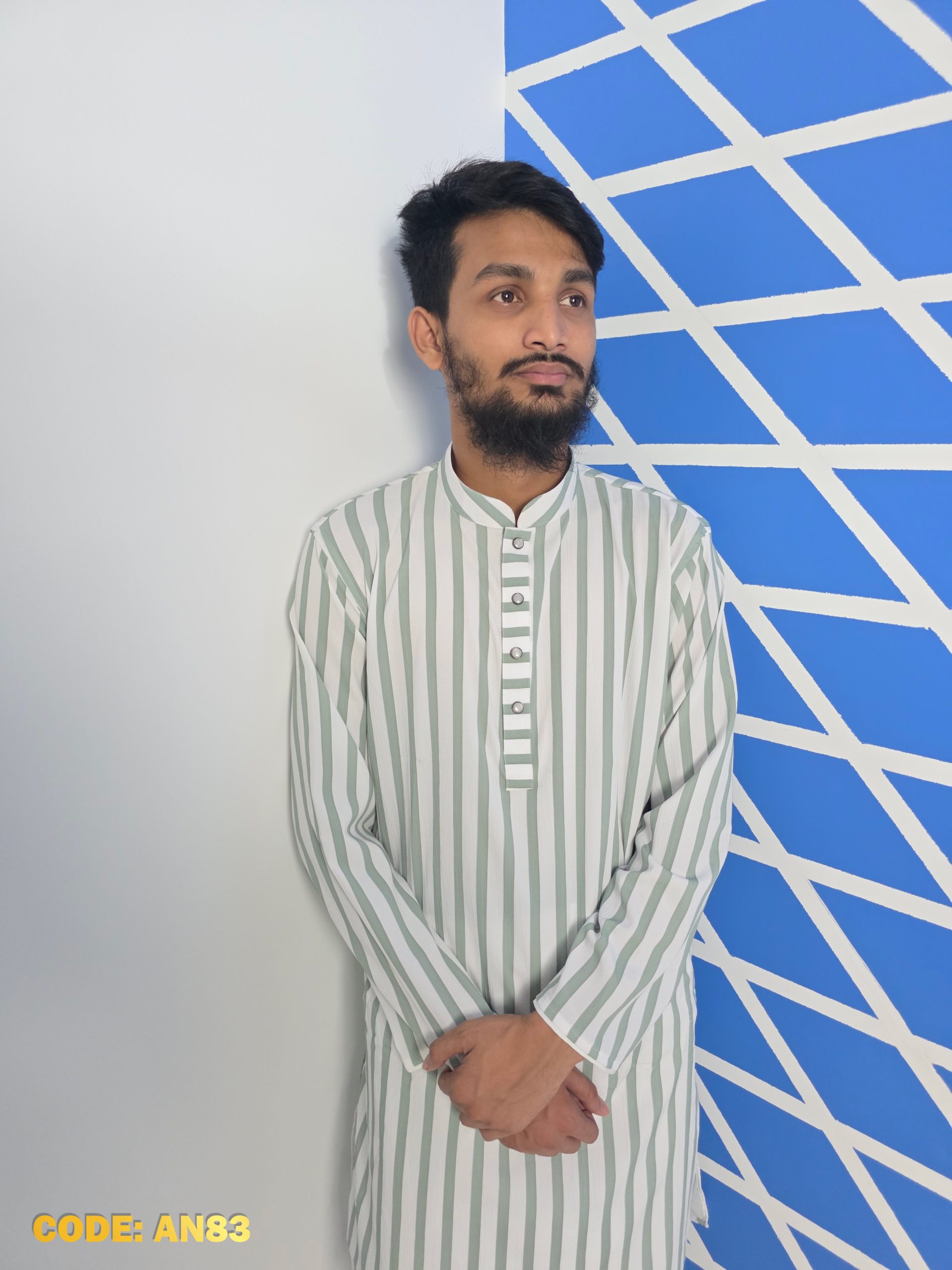 Premium Jafran Fabric Striped Line Print Panjabi – Summer Collection - Image 5