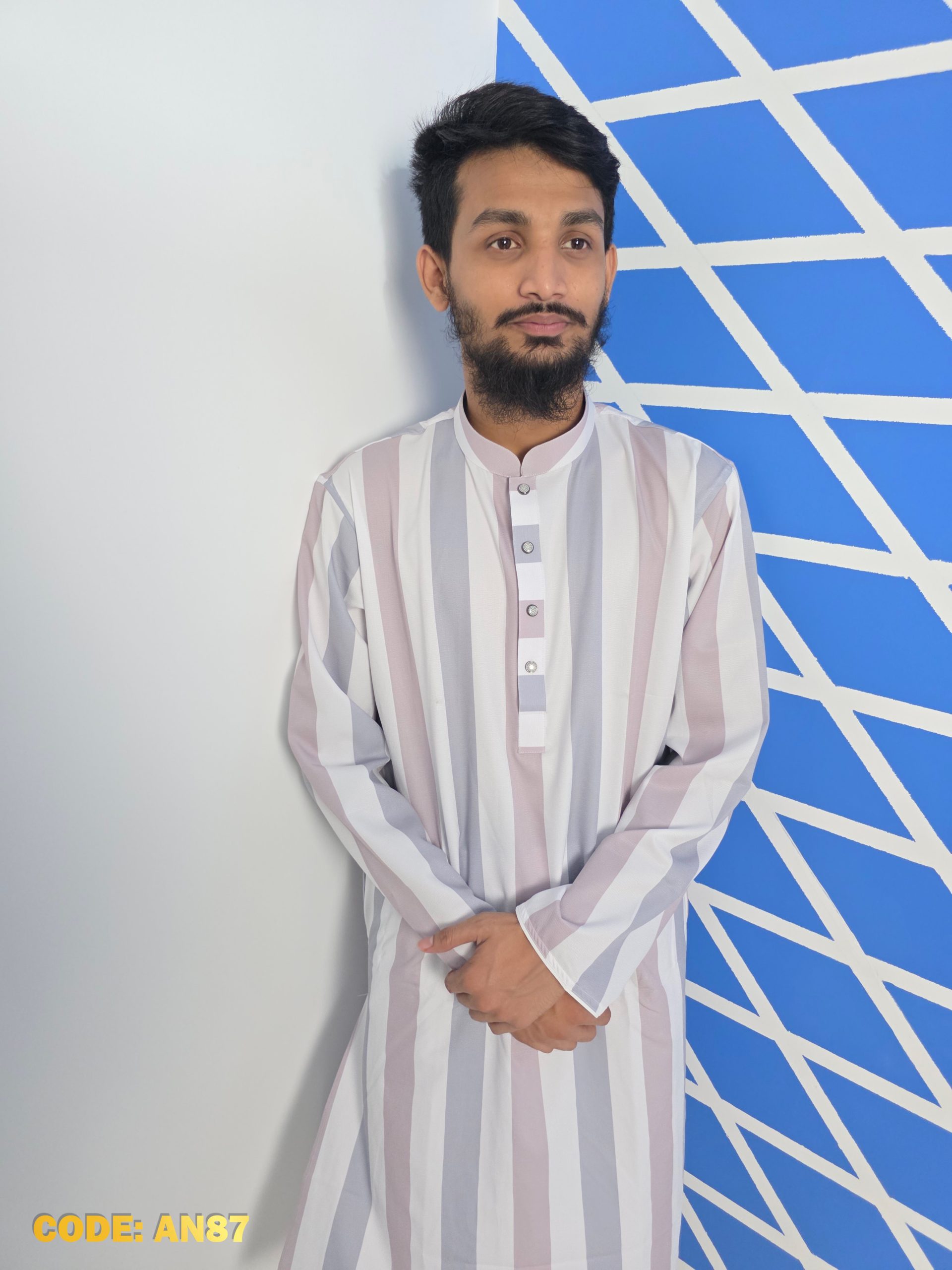 Premium Jafran Fabric Striped Print Panjabi – Summer Collection - Image 5