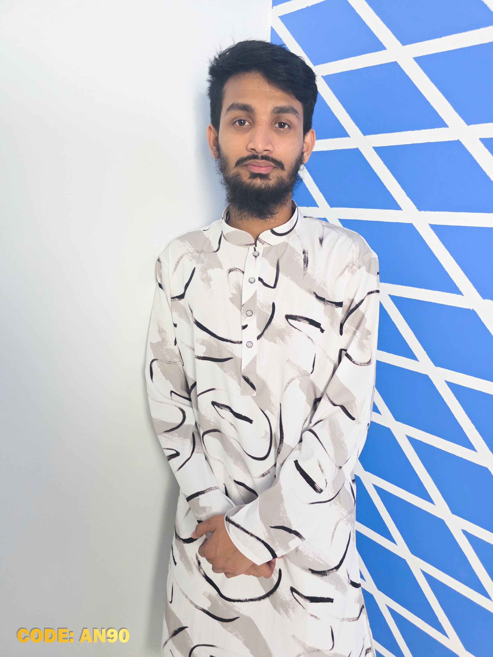 Premium Black & White Abstract Panjabi – Summer Collection - Image 2