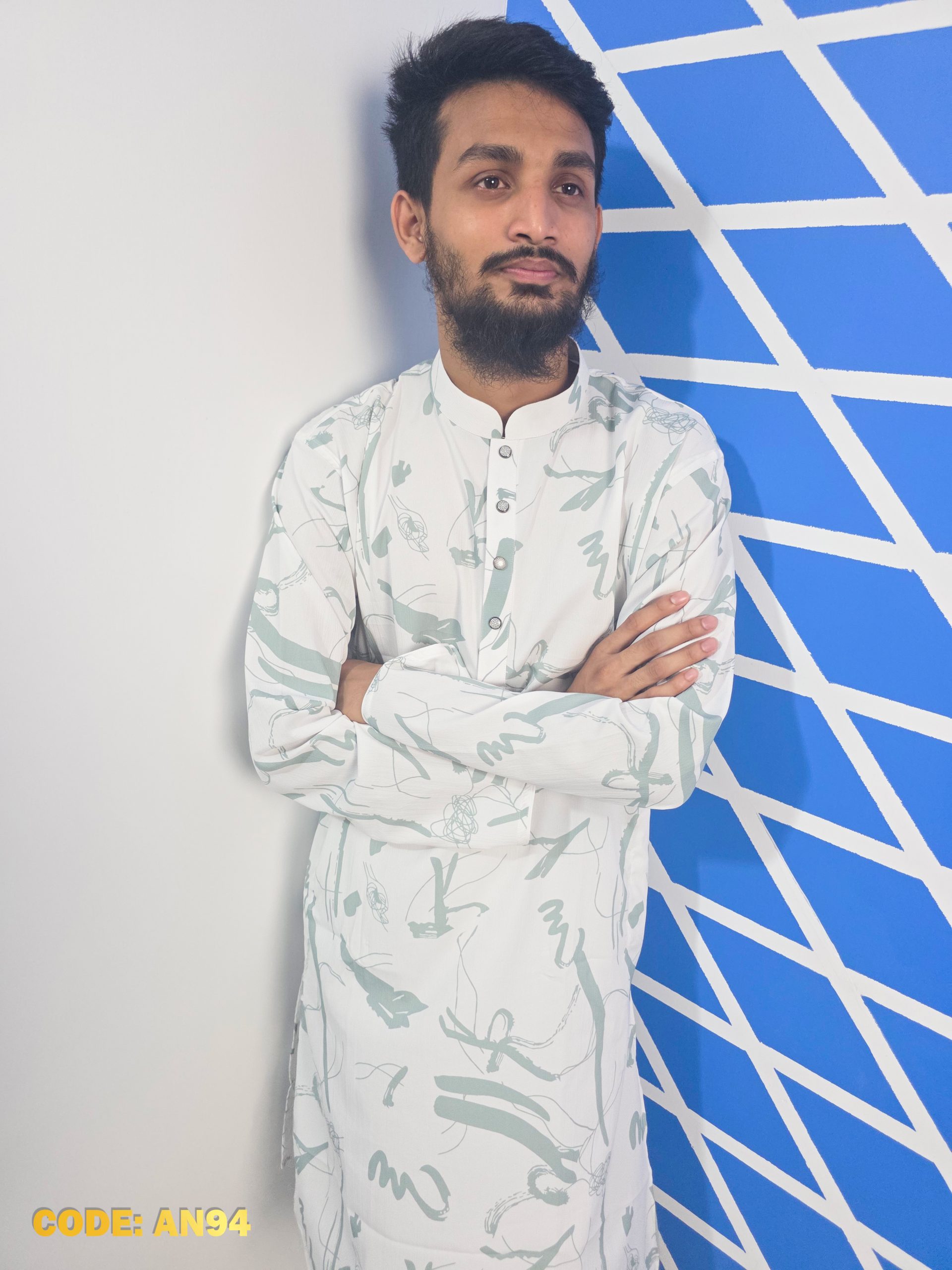 Premium Jafran Fabric Abstract Ink Print Panjabi - Summer Collection - Image 5