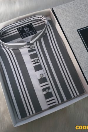 Premium Jafran Fabric Striped Print Panjabi – Summer Collection