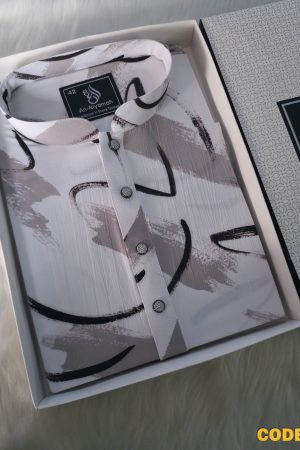 Premium Black & White Abstract Panjabi – Summer Collection