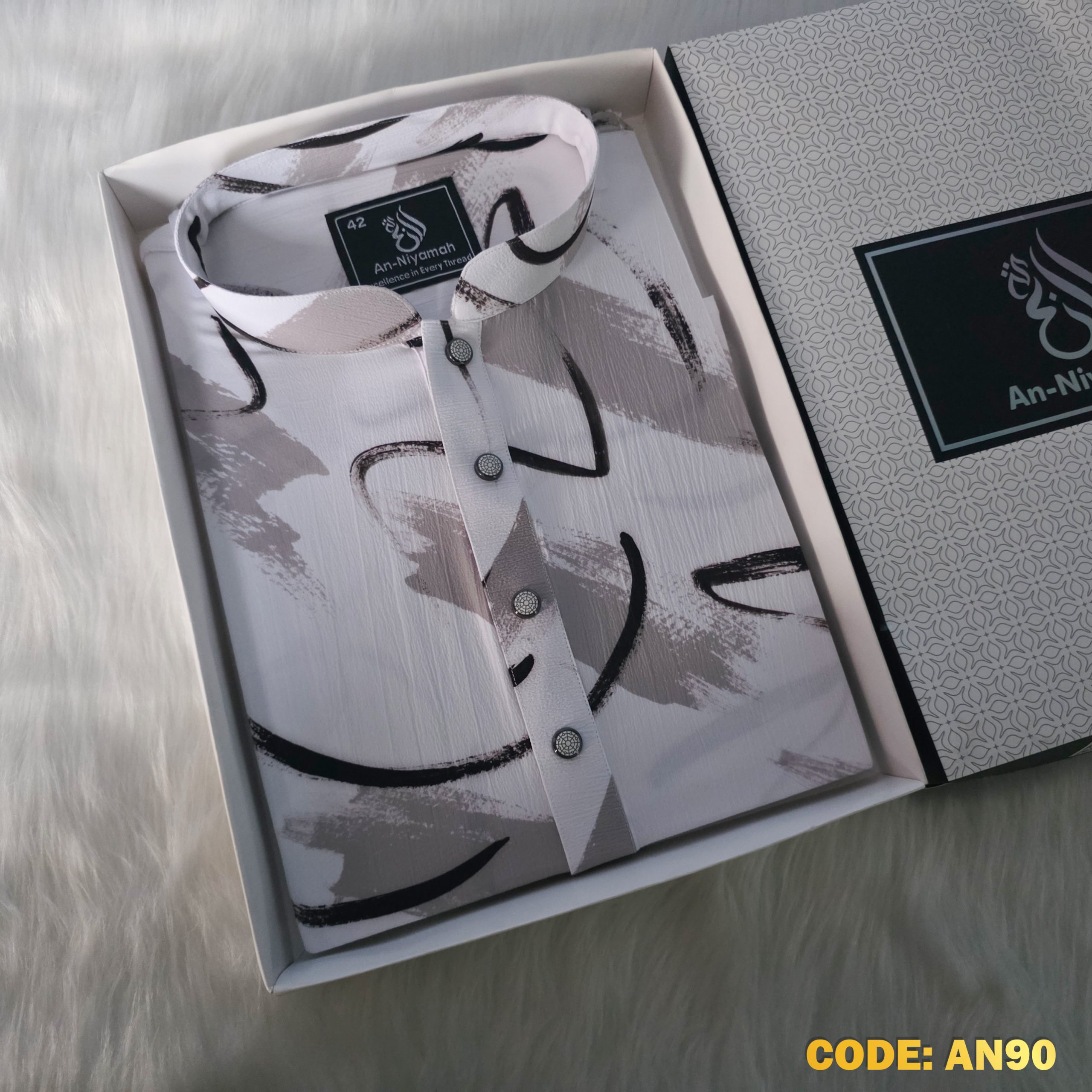 Premium Black & White Abstract Panjabi – Summer Collection