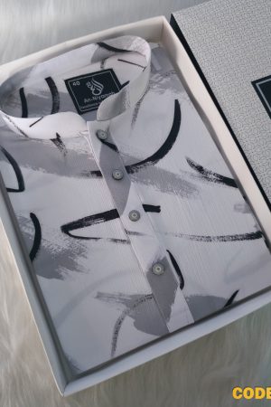 Premium Jafran Fabric Abstract Line Print Panjabi – Summer Collection