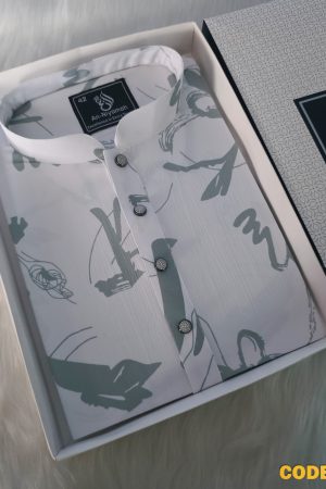 Premium Grey & White Striped Panjabi – Summer Collection