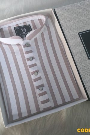 Premium Ash-Brown Striped Panjabi – Summer Collection