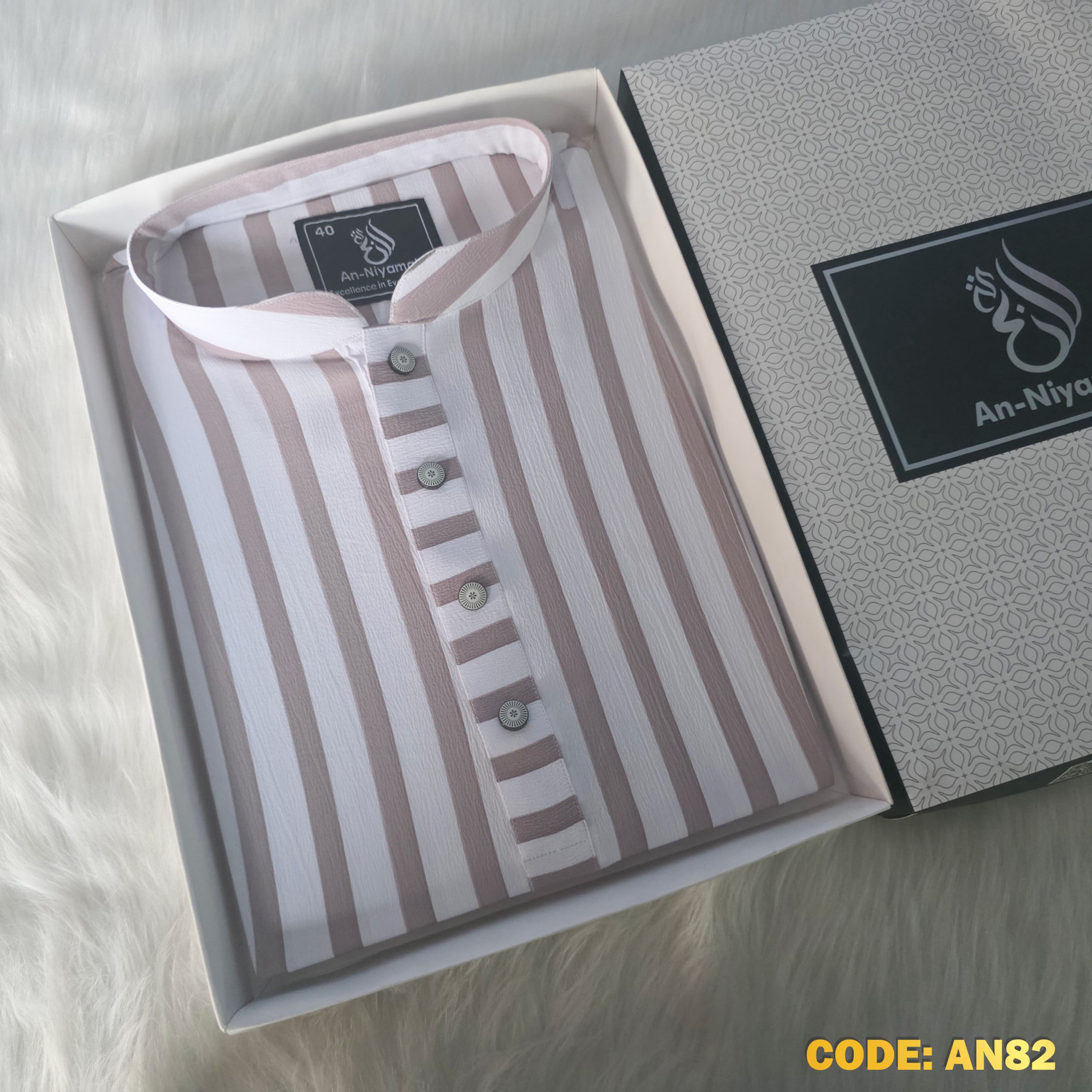 Premium Jafran Fabric Striped Line Print Panjabi – Summer Collection - Image 2