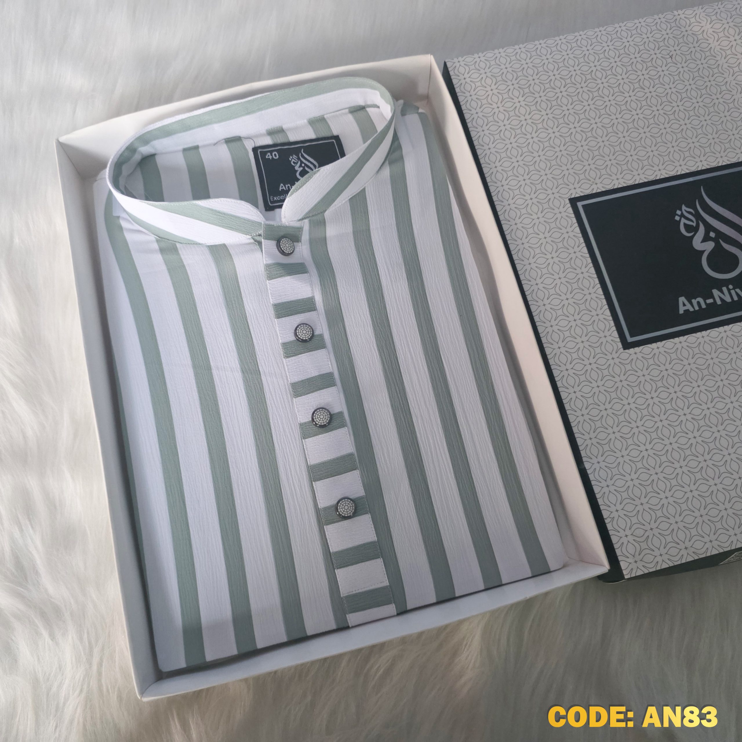 Premium Jafran Fabric Striped Line Print Panjabi – Summer Collection - Image 3