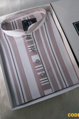 Premium Brown & White Striped Panjabi – Summer Collection
