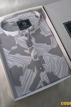 Premium Ash & White Abstract Panjabi – Summer Collection
