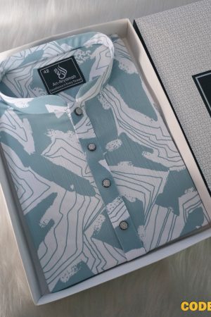 Premium Lighy blue & White Abstract Panjabi – Summer Collection