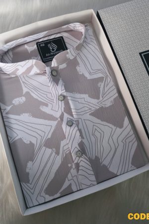 Premium Grey & White Abstract Pattern Panjabi – Summer Collection