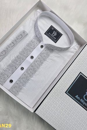 Pure White Sheer Cotton Panjabi for Summer